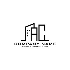 Letter AC With Building For Construction Company Logo