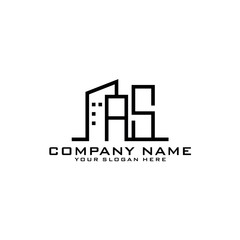 Letter AS With Building For Construction Company Logo