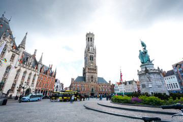 Fototapeta premium Grote Markt square or Market Square in Brugge, Belgium