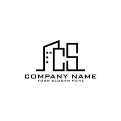 Letter CS With Building For Construction Company Logo