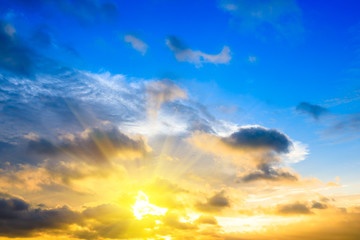 Beautiful sky and colorful clouds at sunset