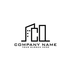 Letter CO With Building For Construction Company Logo