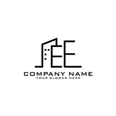 Letter EE With Building For Construction Company Logo