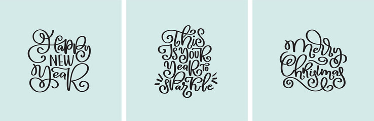 Merry Christmas calligraphy quotes. Happy New Year 2020.