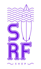 Surf board logo emblem for Surf Shop or Club Logo Design