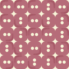 Bold vector seamless repeat pattern with simple blush red rectangle buttons background for fabric, scrapbooking and craft projects, gift wraps or wallpaper.