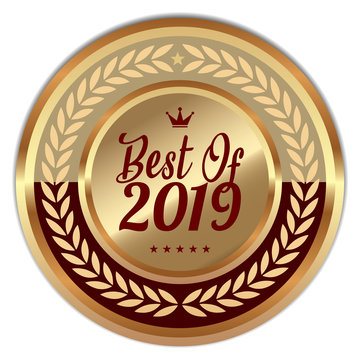 Best Of 2019. Vector Golden Badge.