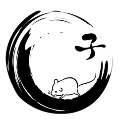 ねずみの手描きイラスト素材　ベクター　子年　2020　年賀状　正月