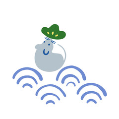 ねずみの手描きイラスト素材　ベクター　子年　2020　年賀状　正月　松竹梅