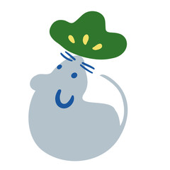 ねずみの手描きイラスト素材　ベクター　子年　2020　年賀状　正月　松竹梅