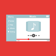 Naklejka premium Music design. Online concept. Media illustration to enjoy their time, Suitable for landing page, ui, web, App intro card, editorial, flyer,and banner