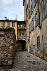 Street in Upper City (CittÃ  Alta), Bergamo, Lombardy, Italy, Europe