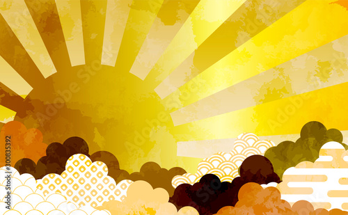 和柄を用いた雲の背景イラスト エ霞 青海波 鹿の子絞り Background Wall Mural Backgrou Kimiko 和柄を用いた雲の背景イラスト エ霞 青海波 鹿の子絞り Background Wall Mural Backgrou Kimiko