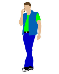 Man with smartphone on white background