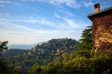 Sunny day in Citta Alta, Old City, Bergamo