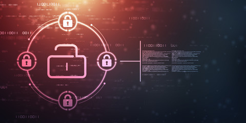 2d illustration Safety concept: Closed Padlock on digital background