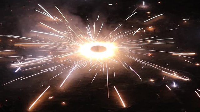 Closeup shot of ground chakra / sangu chakara on the day of deepavali celebration on the night