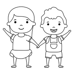 cute little kids couple comic characters