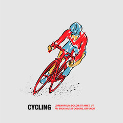Cycling race. Vector outline of Cycling with scribble doodles.