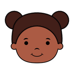cute little afro girl head comic character