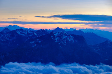 The panorama from the top of Rocciamelone (3538m) in the Italian Alps is breathtaking