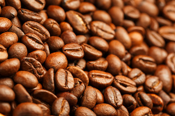 Fresh and aromatic roasted coffee beans, can be used as background.