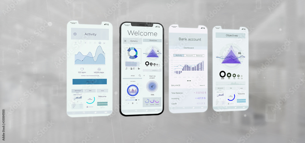 Poster application interface ui on a smartphone - 3d rendering