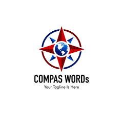 Asset logo about compass, North, South, East, West with 3D view