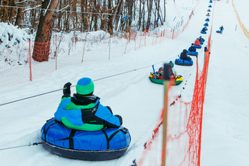 line for snow tubing. pull people up to hill.