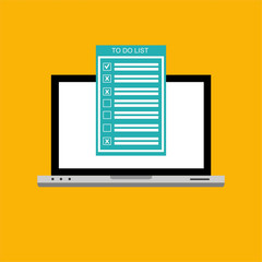 To Do List text on computer.Isolated vector illustration in flat style. Design for web site, banners, infographics