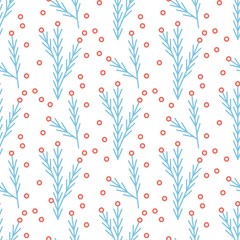 Fir Tree Branches Design Flat Seamless Pattern