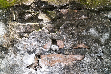 The old wall concrete with brick for background