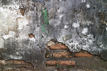 The old wall concrete with brick for background