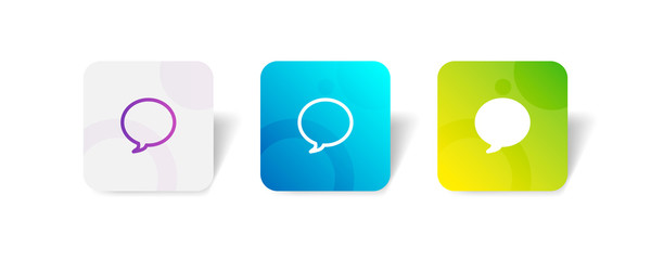 Bubble message round icon in outline and solid style with colorful smooth gradient background, suitable for mobile and web UI, app button,  infographic, etc