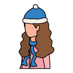 young woman with christmas hat character