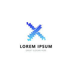 Obraz premium letter X Pixel Logo design. vector illustration