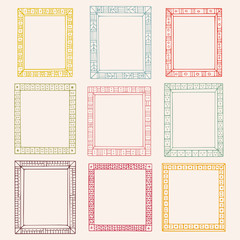Bullet journal hand drawn vector frames for notebook, diary and planner. Set of doodle colored borders.