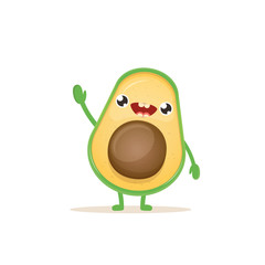 Obraz premium cartoon happy avocado character isolated on white background. vector fruit funky character