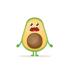 cartoon happy avocado character isolated on white background. vector fruit funky character