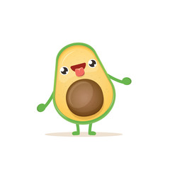 cartoon happy avocado character isolated on white background. vector fruit funky character