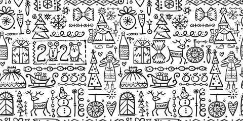 Fototapeta premium Christmas background, sketch for your design