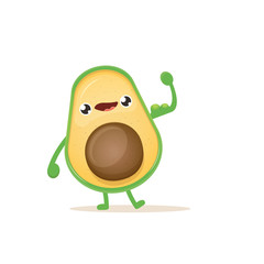 cartoon happy avocado character isolated on white background. vector fruit funky character