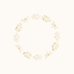 Golden luxury wreath. Vector isolated illustration.