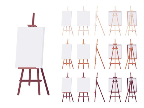 Premium Vector  Empty canvas on wooden easel wooden brown easel