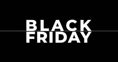 Black Friday concept animation in alpha black and white for promotions and sales