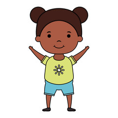 cute little afro girl comic character