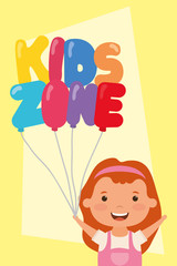 little girl with kids zone balloons helium
