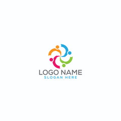 Unite/Community logo design template full vector