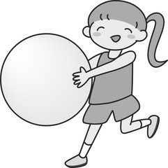 Young smiling woman training with balance ball in gym