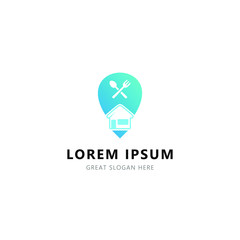 Rest Area Logo Icon Template, Home, Blue Concept Modern